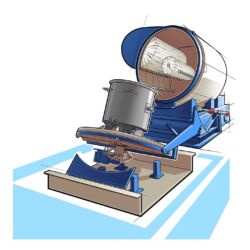 Illustration der Waschmaschine BKM von Renzmann zur Innenreinigung von Behältern mit Bürste