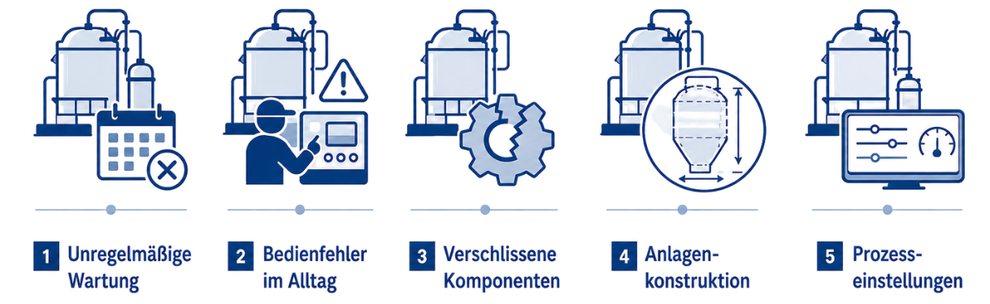 Fünf Ursachen für niedrige Rückgewinnungsraten bei Lösemitteldestillen
